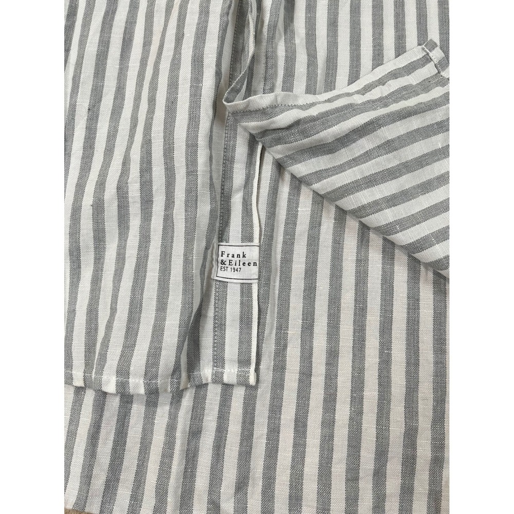 Frank & Eileen Mary Shirt Dress Womens L Gray White Linen Cotton Striped L/S EUC - Picture 4 of 8
